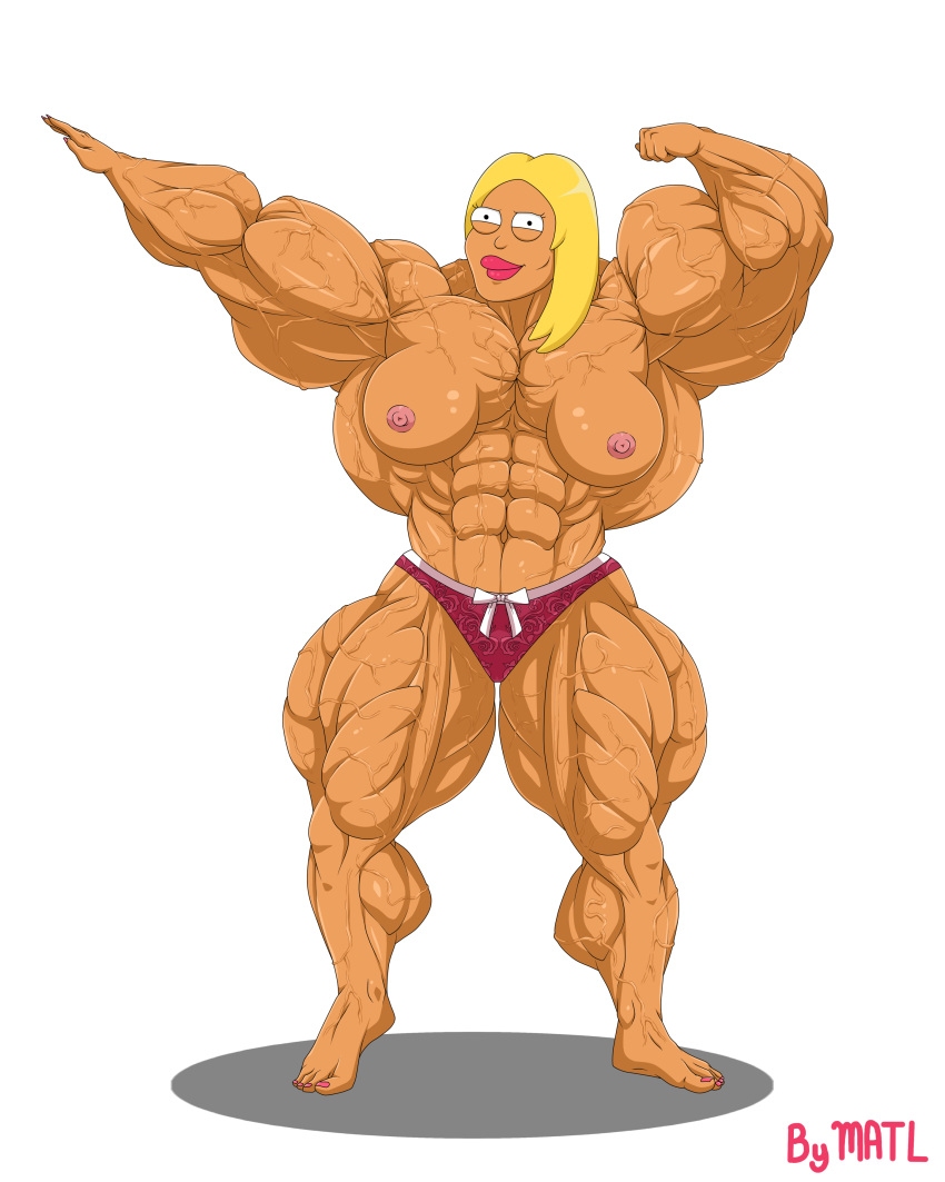 abs american_dad biceps blonde_hair breasts female francine_smith hair long_hair matl muscles muscular muscular_arms muscular_female muscular_legs muscular_thighs pecs