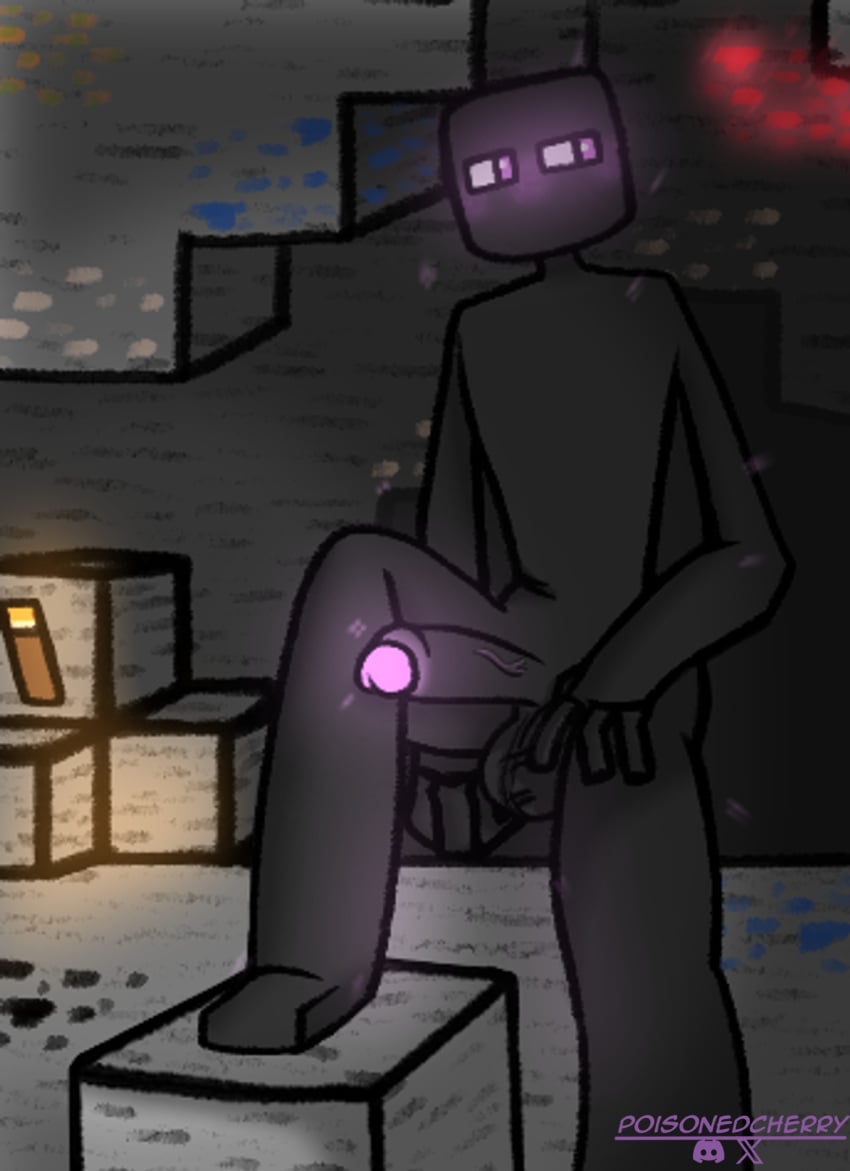 balls big_balls big_penis black_body cave coal enderman foreskin genitals glowing glowing_eyes glowing_genitalia glowing_penis hi_res humanoid looking_back male male_only microsoft minecraft minecraft_background minecraft_block mojang particles penis poisonedcherry_(artist) presenting presenting_penis purple_eyes raised_leg redstone rock soft_lighting solo square_(anatomy) square_eyes square_head standing stone_floor stone_wall tall torch torch_light uncut wall_(structure) wide_hips xbox_game_studios