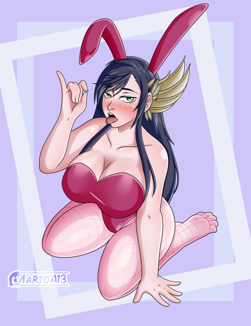 1girls big_breasts black_hair brunhild_(shuumatsu_no_valkyrie) brunhilda brunhilde female female_only grinding innuendo long_hair marioa13 on_knees open_mouth playboy_bunny playboy_bunny_costume playboy_outfit record_of_ragnarok shuumatsu_no_valkyrie tongue_out