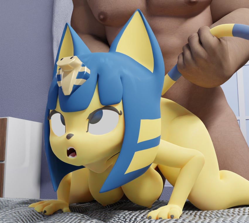 3d 3d_model animal_crossing ankha ankha_(animal_crossing) ankha_(hazeker) anthro anthro_penetrated blender_(software) blender_cycles breasts doggy_style doubutsu_no_mori duo eye_roll felid feline female female_penetrated from_behind_position hazeker hi_res human human_on_anthro human_penetrating human_penetrating_anthro interspecies male male/female male_penetrating male_penetrating_anthro male_penetrating_female mammal nairu_(doubutsu_no_mori) nintendo open_mouth penetration sex