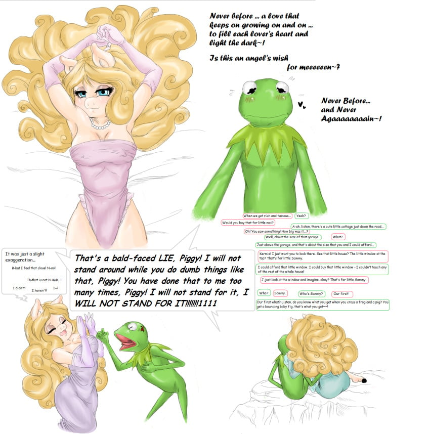 clothing coconut_(artist) dress kermit_the_frog miss_piggy muppets tagme wholesome