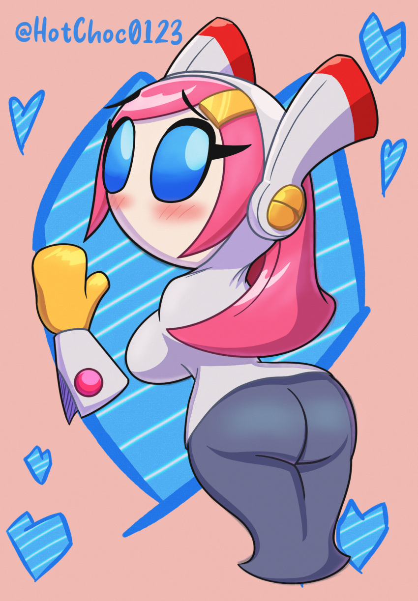 ass big_ass big_butt big_eyes blue_eyes dat_ass gloves hot_choco kirby_(series) kirby_planet_robobot kirby_star_allies mouthless mouthless_female nintendo pink_hair secretary skirt susanna_patrya_haltmann susie_(kirby) white_skin