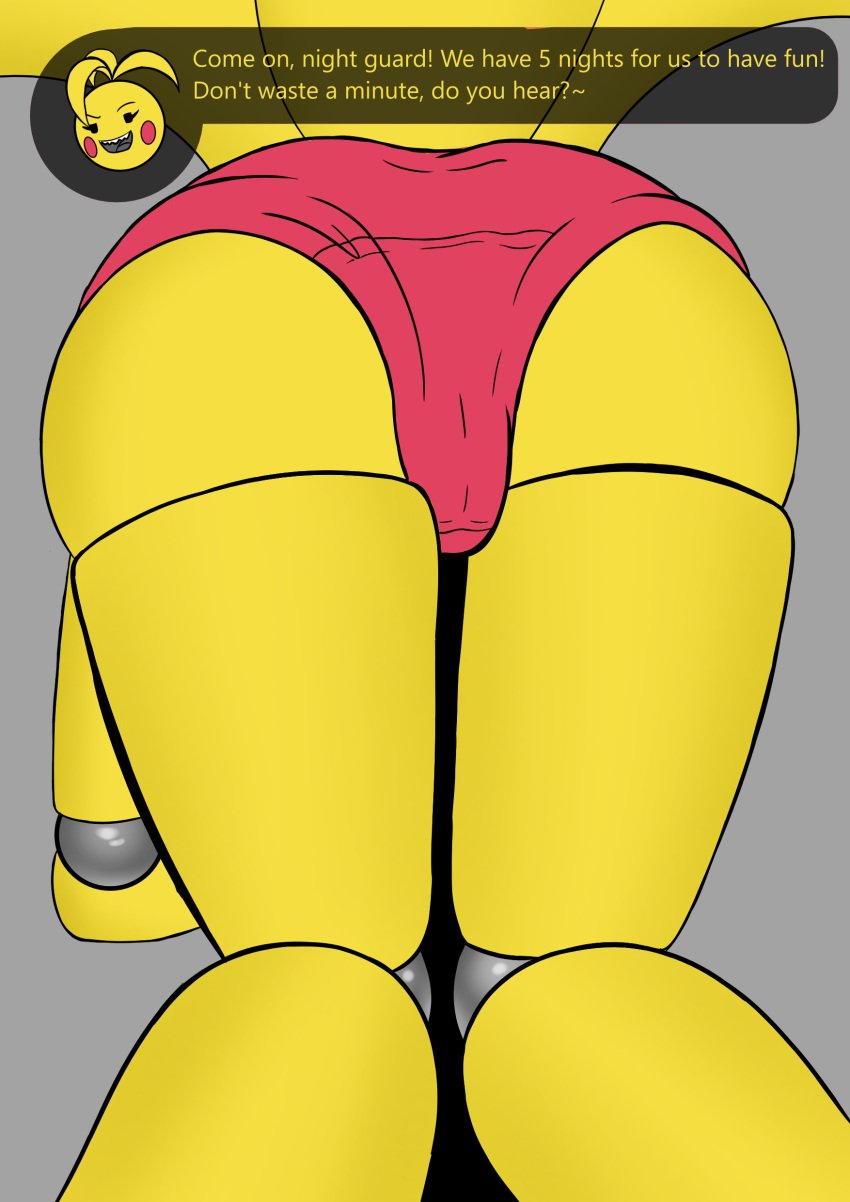 absurd_res animatronic ass big_butt butt_focus clothing female first_person_view five_nights_at_freddy's five_nights_at_freddy's_2 hi_res humanoid justwhite machine panties robot scottgames solo thick_thighs toy_chica_(fnaf) underwear video_games