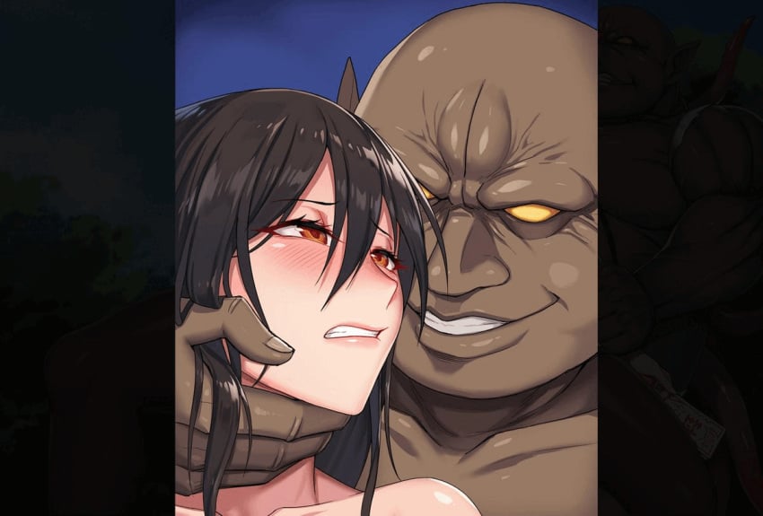 1boy 1girls 3_eyes ahe_gao ahegao animated brainwashing corruption dark-skinned_male dark_skin eyes_rolling_back female french_kiss holding_neck hypnosis kcccc kiss kissing light-skinned_female light_skin looking_pleasured male male/female mind_break monster multi_eye orc orc_male original original_character sloppy_kiss tongue_kiss tongue_out