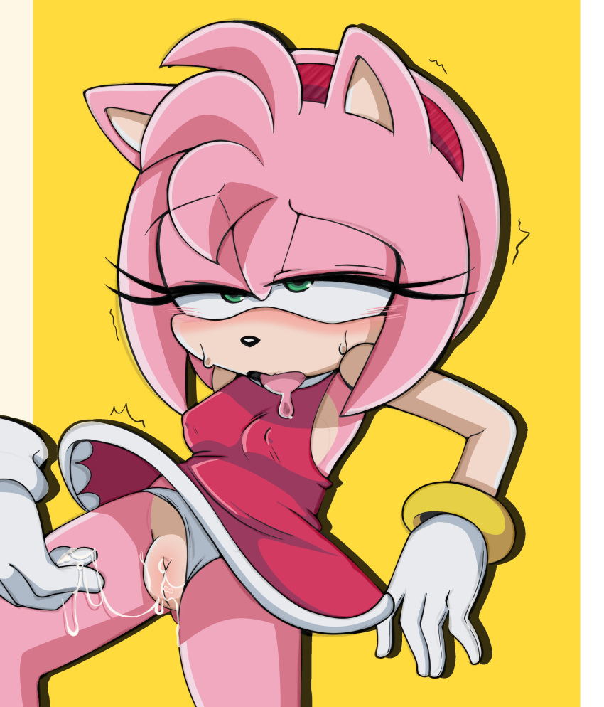 1girls 1other absurd_res after_fingering amy_rose anthro blush bodily_fluids breasts colored disembodied_hand erect_nipples erect_nipples_under_clothes eulipotyphlan eyes_half_open eyes_rolling_back female genital_fluids genitals heavy_breathing hedgehog hi_res innie_pussy leaning_on_wall mammal panties_aside pleasure_face pussy pussy_juice pussy_juice_on_hand pussy_juice_string sega senshion solo solo_female sonic_(series) sonic_the_hedgehog_(series) sweat tenshigarden tongue_out trembling vaginal_fingering wet_pussy