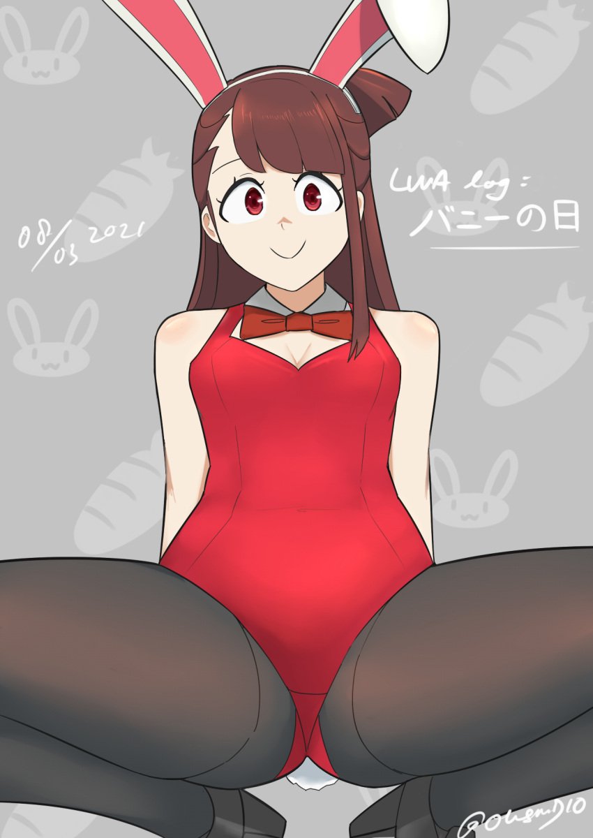 1girls akko_kagari bunny_ears bunnysuit little_witch_academia oksandio tagme