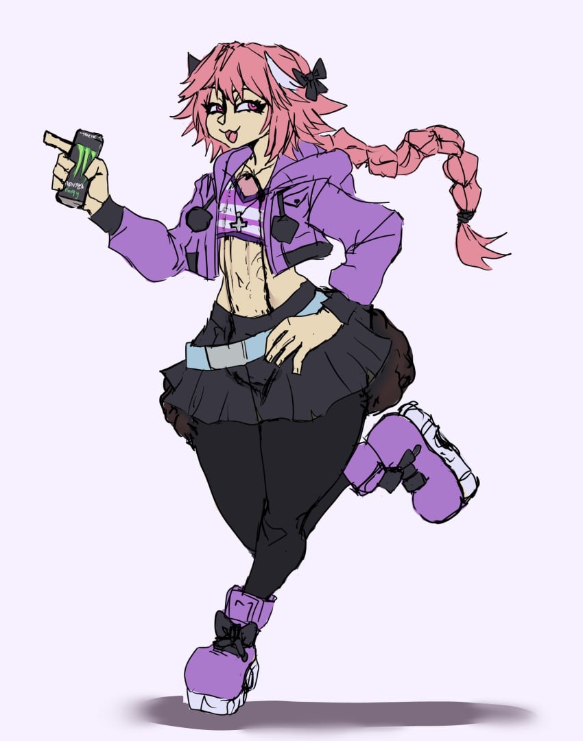 1boy astolfo_(fate) drink fate_(series) femboy girly human intentional_soiling male male_only messing monster_energy pink_hair scat shitting_self soda soda_can soiling soiling_underwear solo_male sweatybuttcave trap