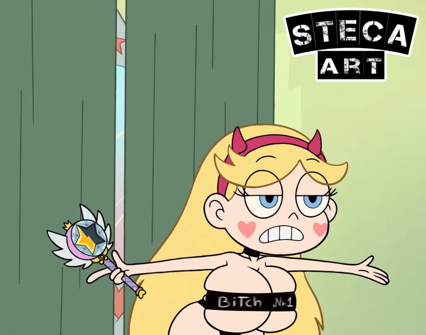 blonde_female blonde_hair blue_eyes disney disney_channel disney_xd edit edited edited_screencap huge_breasts massive_breasts royal_magic_wand screencap screenshot screenshot_edit sexually_suggestive star_butterfly star_vs_the_forces_of_evil steca thelazyart thick white_female yellow_eyes