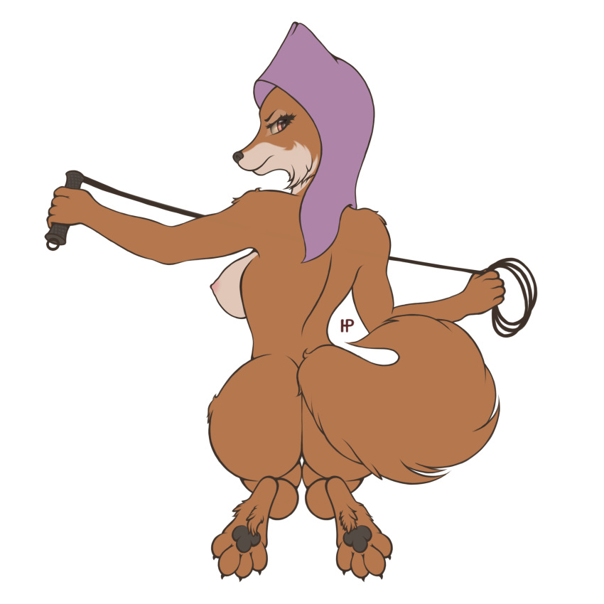 1:1 absurd_res anthro canid canine clothing disney female fox hermitpioneer hi_res hood maid_marian mammal nipples robin_hood_(disney) solo whip