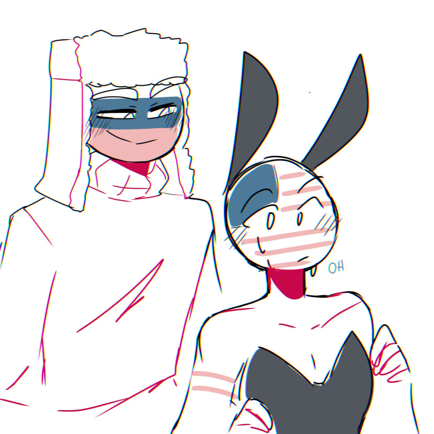 before_sex bunny_suit countryhumans crossdressing russia_(countryhumans) united_states_of_america_(countryhumans)