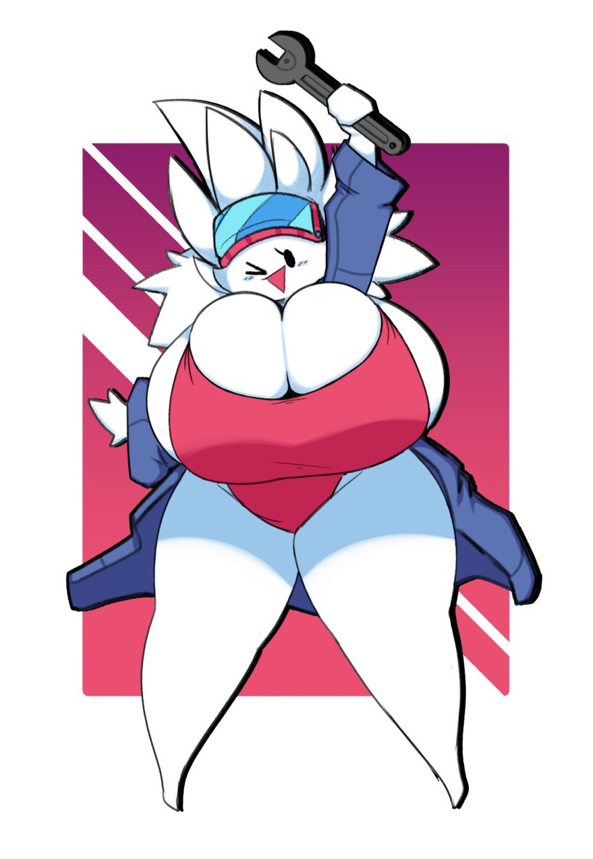 big_breasts dewbber female goggles goggles_on_forehead huge_breasts maley_scrambles mob_face pokemon pokemon_(species) tagme thick_thighs togetic wrench