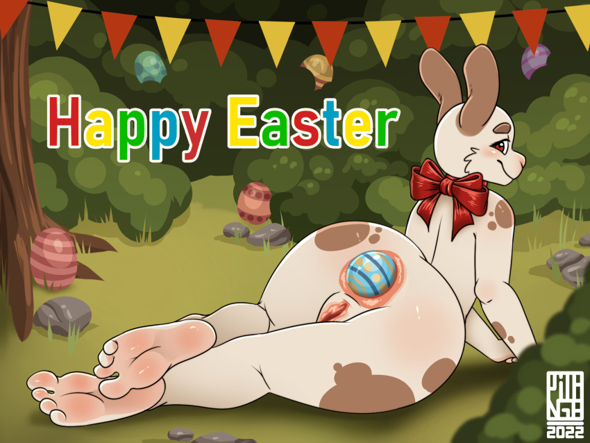 anal anal_egg_laying anal_masturbation anal_sex anthro anus ass big_butt butt_focus ears_up easter easter_bunny egg egg_in_ass egg_laying feet female female_only festivities foot_fetish foot_focus forest gatogenerico glistening glistening_body hi_res hindpaw holidays lagomorph leporid looking_at_viewer looking_back lying mammal masturbation on_side paws penetration plant puffy_anus rabbit ribbons solo solo_female thick_thighs toes tree wide_hips