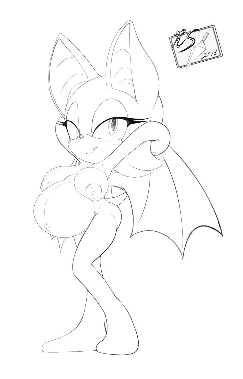 anthro bat bat_wings big_breasts breasts completely_nude completely_nude_female female female_focus female_only looking_at_viewer nipples nude nude_female pregnant raccoonshinobi rouge_the_bat sonic_(series) sonic_the_hedgehog_(series)