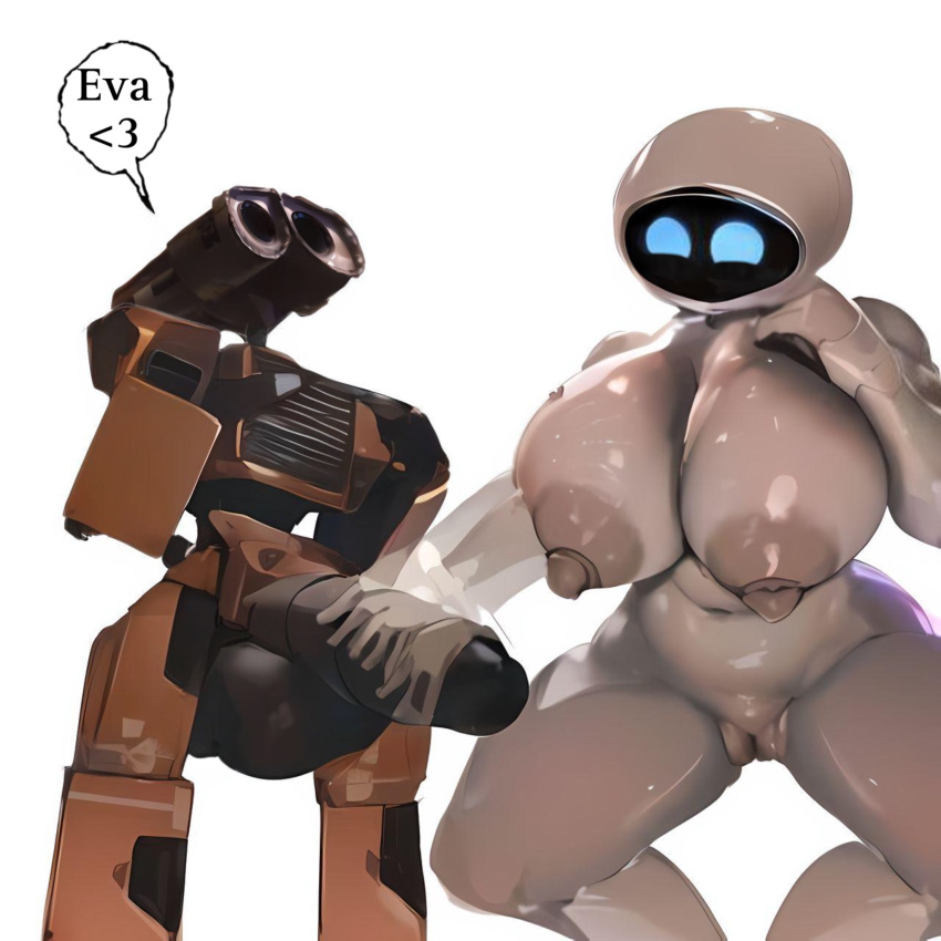 ai_assisted ai_generated balls big_breasts big_nipples big_penis big_thighs disney enjoying enjoyment eve_(wall-e) excited female happy huge_breasts huge_cock huge_nipples jerking jerkingoff_another large_breasts large_penis large_thighs larger_female male male/female nude nude_female pixar robot robot_boy robot_girl smaller_male stroking_penis strong_woman vagina wall-e wall-e_(character) white_body