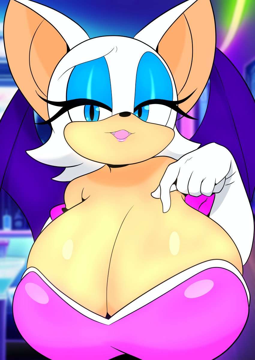 big_breasts furry_funnychan horny presenting_breasts rouge_the_bat seductive sonic_(series)