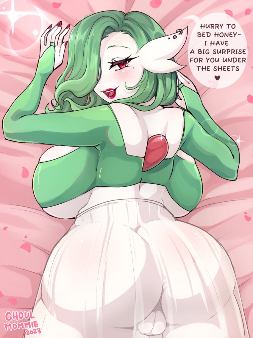 1futa 2023 ass back back_view backsack balls big_ass big_breasts blush breasts clothed clothing dialogue ear_piercing english_text eyelashes futa_only futanari gardevoir generation_3_pokemon ghoulmommie green_hair hair_over_one_eye hi_res humanoid light-skinned_futanari looking_at_viewer looking_back looking_back_at_viewer lying lying_on_stomach mostly_clothed narrowed_eyes nintendo on_stomach pokémon_(species) pokemon pokemon_(species) pokemorph red_eyes red_lipstick red_nail_polish see-through see-through_clothing smiling smiling_at_viewer solo speech_bubble talking_to_viewer thick_ass translucent