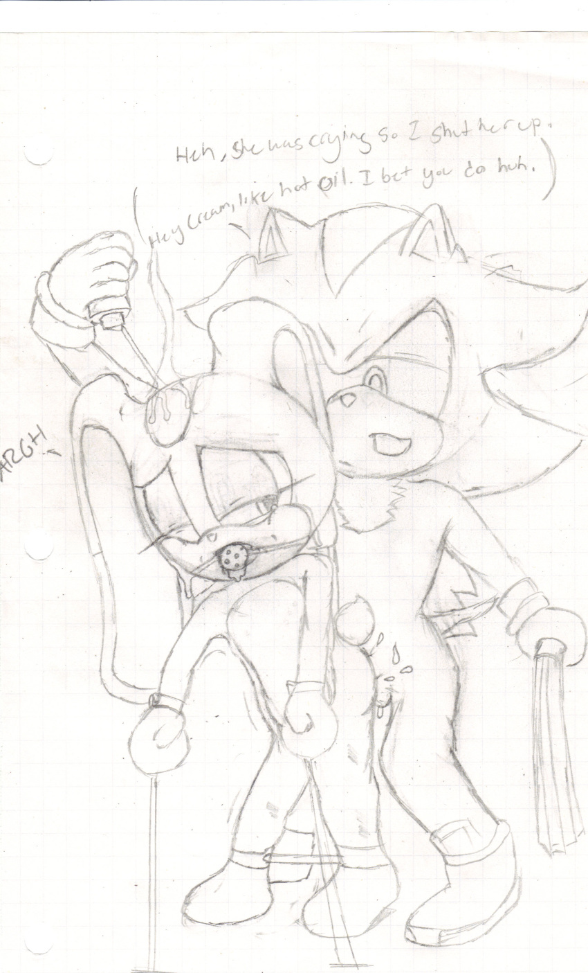 1boy 1girls anthro buggery cream cream_the_rabbit dar-powerforce female fur furry hedgehog interspecies male monochrome rabbit sega shadow shadow_the_hedgehog sketch sonic_(series) straight toony