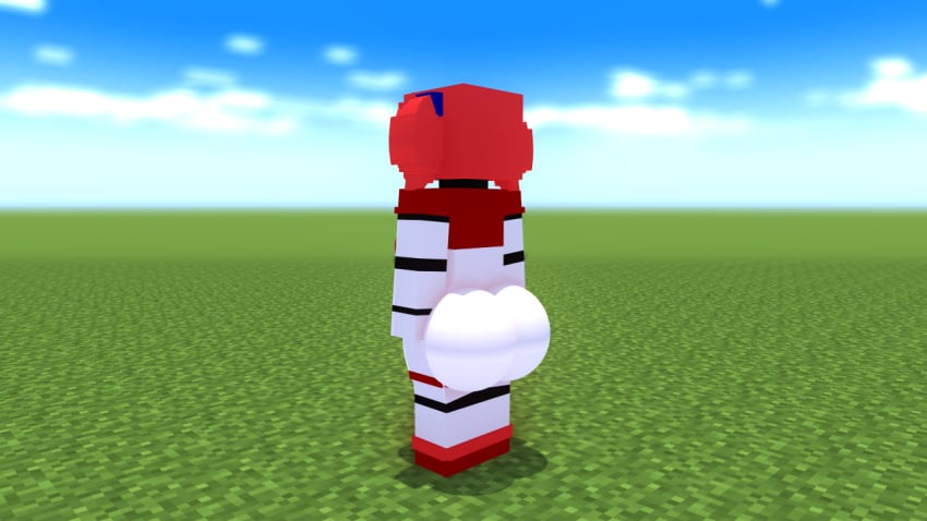 3d ass baby_(fnafsl) back_view big_ass big_butt bottomless breasts circus_baby circus_baby_(fnaf) circus_baby_(minecraft) five_nights_at_freddy's half_naked looking_away mine-imator minecraft mystic100 red_hair robot robot_girl standing twintails