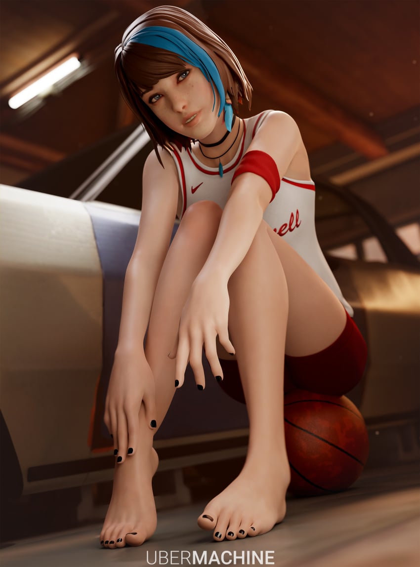 1girls 3d barefoot basketball black_nails blue_eyes blue_hair brown_hair casual clothed feet female female_only fingernails foot_fetish freckles full_color fully_clothed gym_uniform life_is_strange looking_at_viewer max_caulfield nail_polish necklace no_penetration no_sex solo solo_female toenail_polish toenails toes ubermachineworks