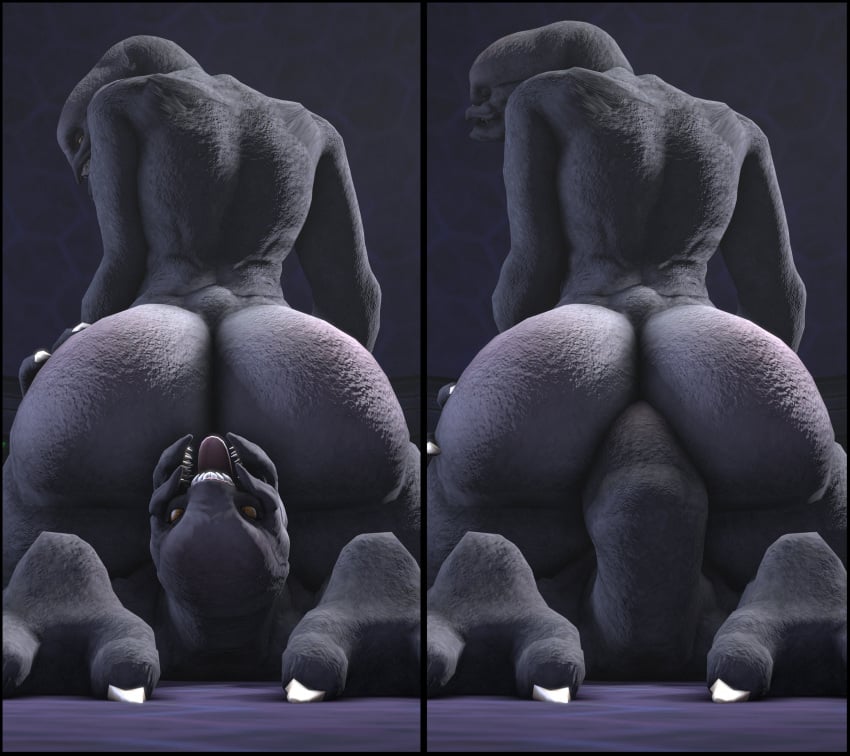 2boys 3d alien anthro anthro_on_anthro anthro_penetrated anus ass ass_eating big_ass big_butt cheap-wazoo deep_rimming facesitting fangs from_behind_position gay halo halo_(series) huge_butt humanoid humanoid_genitalia licking licking_ass long_tongue looking_at_partner looking_back male male/male male_anthro male_only nude rimjob rimming sangheili sex tongue