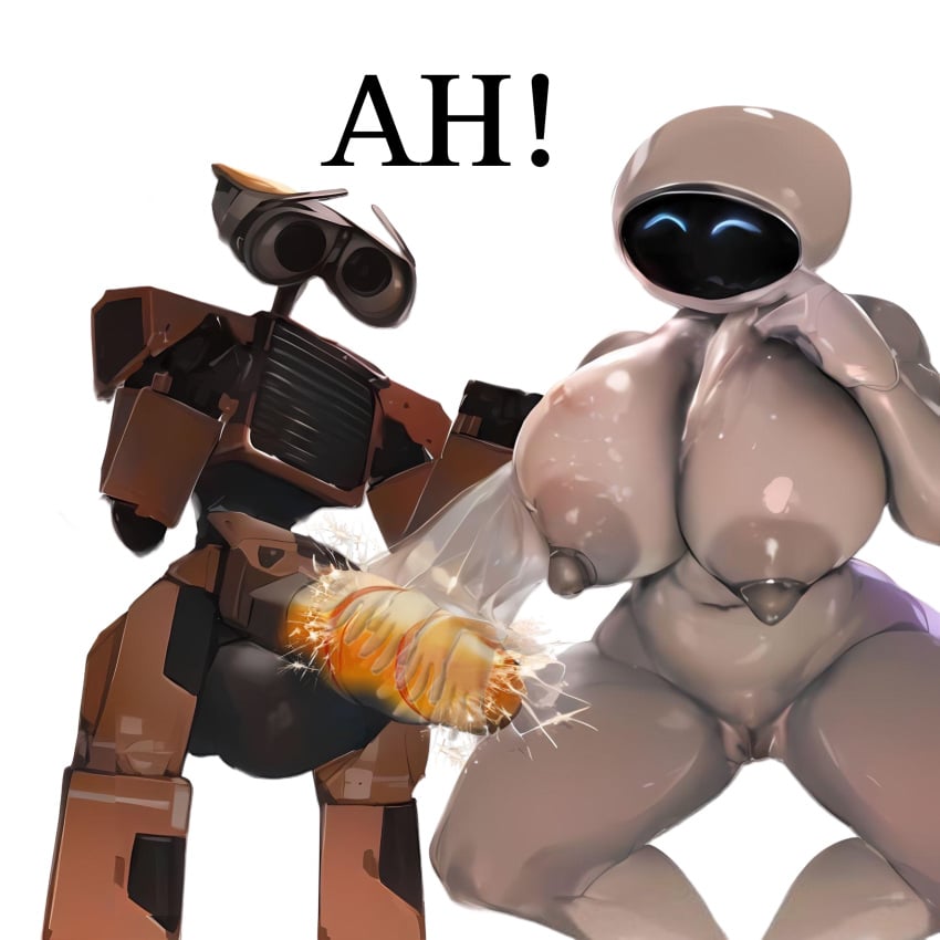 ai_assisted ai_generated balls big_breasts big_nipples big_penis big_thighs disney eve_(wall-e) female funny huge_breasts huge_nipples huge_thighs large_breasts large_penis large_thighs male male/female panic panicking pixar robot robot_boy robot_girl rubbing_penis sparks stroking_penis thick_thighs thighs vagina wall-e wall-e_(character)