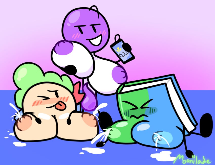 1futa 2girls battle_for_dream_island big_breasts book book_(bfdi) breasts can female futa_on_female futanari intersex lactating lollipop lollipop_(bfdi) milk moonilade object_shows penis taco taco_(bfdi) tentacle_penis