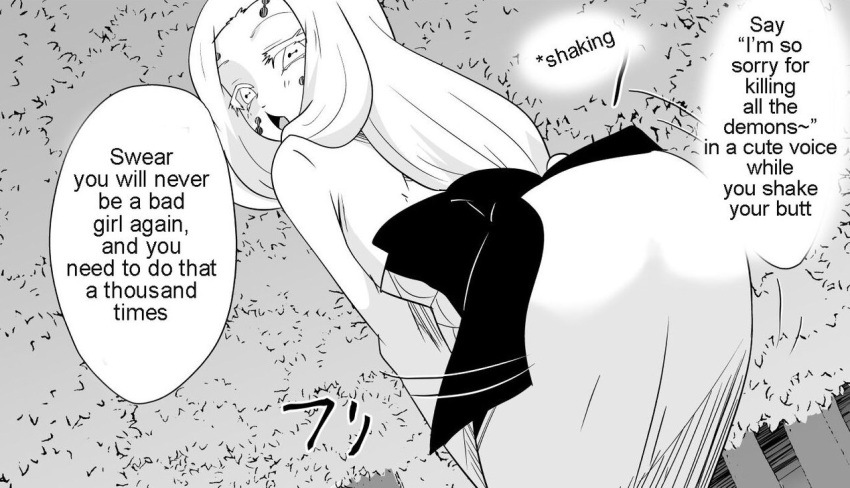 ass ass_shake big_ass big_butt black_and_white demon_slayer female kimetsu_no_yaiba older_sister_spider_demon