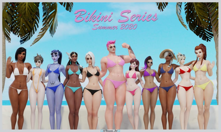 11girls 2020 3d 6+girls absurd_res ana_amari angela_ziegler ashe_(overwatch) aviator_sunglasses beach bikini blizzard_entertainment brigitte brigitte_lindholm d.va dark-skinned_female dark_skin female female_focus female_only gilf hana_song lena_oxton light-skinned_female light_skin mature_female mercy muscular muscular_female nemesis_3d old_ana_amari overwatch overwatch_2 pharah sombra sunglasses swimsuit symmetra take_your_pick tinted_eyewear tracer widowmaker zarya