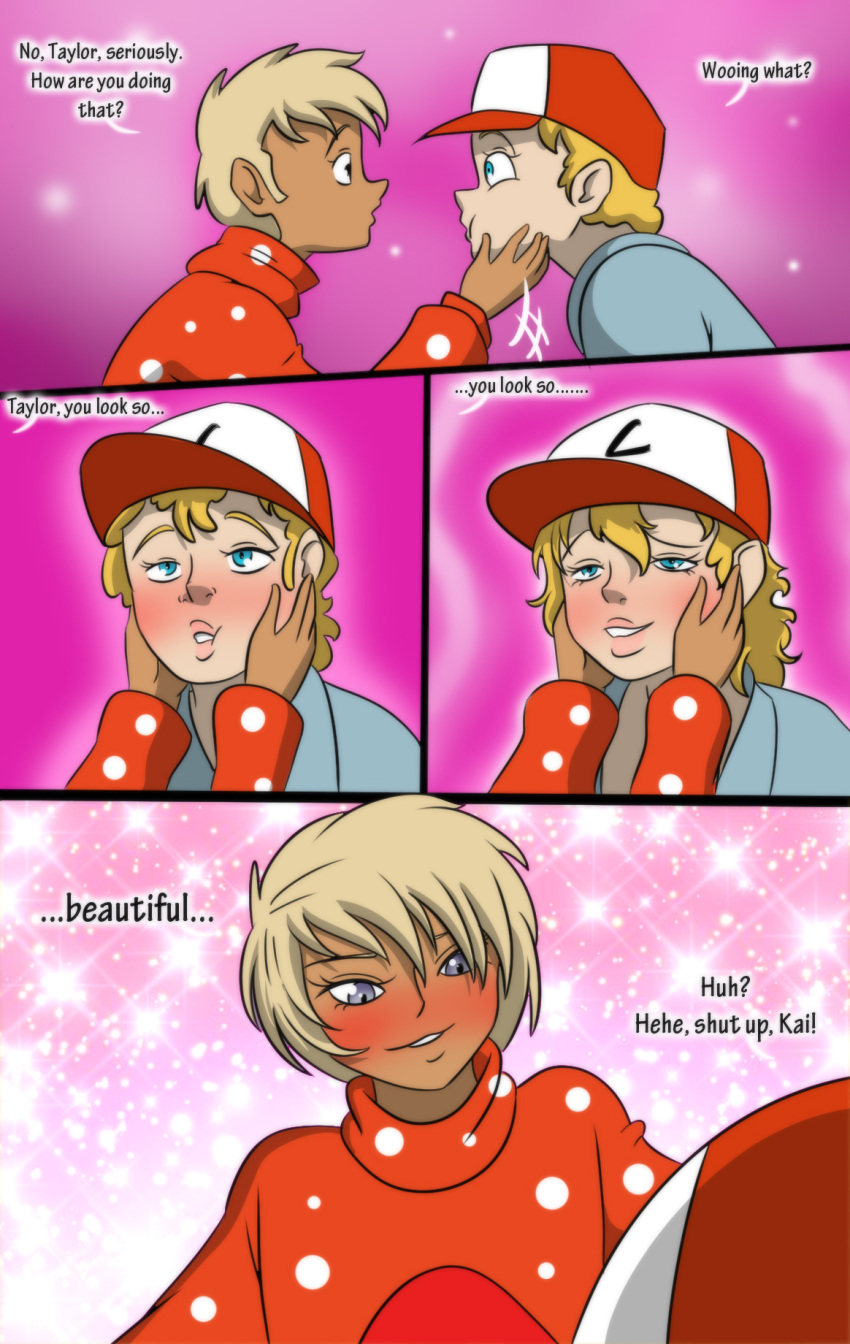 ass_expansion bimbo bimbofication bleached_blonde_hair blonde_hair blue_eyes blush breast_expansion christmas comic comic_page dark_skin gender_transformation gray_eyes hair_growth happy_trance hat lip_expansion looking_at_another mtf_transformation sparkles text tfsubmissions thigh_expansion transformation ugly_sweater