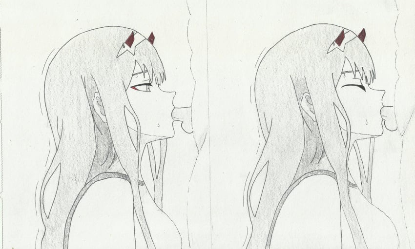 blowjob commission darling_in_the_franxx dick drawing fellatio female mudo oral oral_penetration oral_sex partial_male sex sucking_penis sweat tagme zero_two_(darling_in_the_franxx)