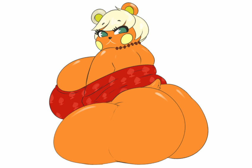 1girls alternate_body_size alternate_body_type alternate_breast_size animal_crossing anthro anthrofied ass bare_ass bare_back bare_shoulders big_thighs breasts cheek_spots fat fat_ass fat_female fat_folds fat_thighs female fur gigantic_ass gigantic_breasts hamster huge_ass huge_breasts huge_thighs ill-fitting_clothes kingjion looking_at_viewer looking_back looking_back_at_viewer looking_over_shoulder necklace neutral_background nintendo orange_ass orange_breasts orange_fur soleil_(animal_crossing) thick_thighs tight_clothing video_games wide_hips yellow_cheeks