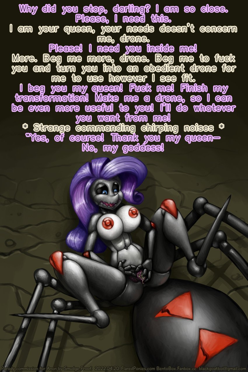 1:1 1girls 2022 absurd_res anthro arachnid araneomorph arthropod black_widow_spider bodily_fluids comic_sans commission dated english_text equestria_girls female friendship_is_magic genitals grotesque hasbro hi_res humanoid insects mammal masturbation monstrous_humanoid my_little_pony nightmare_fuel rarity_(mlp) smudge_proof solo spider straight_hair text theridiid transformation url widow_spider