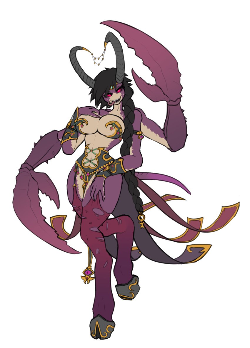 1girls 4_arms armlet big_breasts bracelet braid braided_ponytail busty canon_genderswap chaos_(warhammer) coattails corset crab_claw curved_horn daemon_of_slaanesh daemon_prince demon_girl garter_straps genderswap_(mtf) gold_trim hooves horns keeper_of_secrets loincloth long_tongue multi_arm multi_limb n'kari no_nose purple_sclera purple_skin purple_thighhighs red_eyes rule_63 sharp_teeth slaanesh slaanesh_mark solo solo_female thighhighs tiara torn_thighhighs transparent_background warhammer_(franchise) warhammer_fantasy xelsword