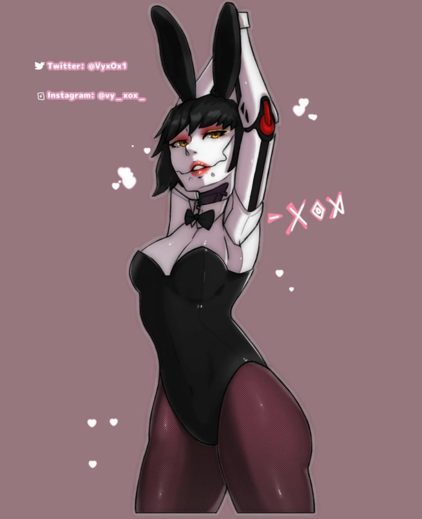 1girls alternate_costume arms_up bunny_ears bunnysuit clothed clothing female female_focus female_only fortnite leotard looking_away mechanical pantyhose red_lipstick robot short_hair tagme thick_thighs tsuki_(fortnite) tsuki_2.0_(fortnite)