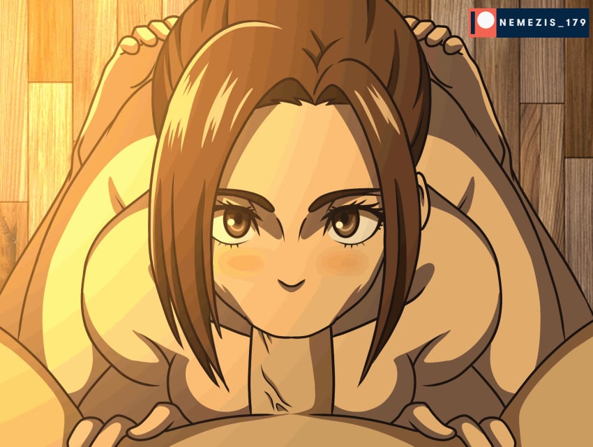 animated attack_on_titan deepthroat eye_contact nemesis179 oral ponytail pov sasha_braus soles tagme