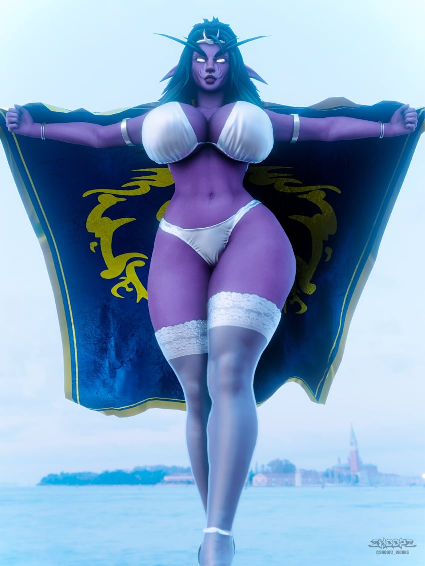 1girls 2022 3d alliance_(warcraft) alliance_banner alliance_female alliance_symbol blue_hair bra crown elf elf_ears elf_female exposing_self female female_only flag heroes_of_the_storm high_heels jewelry large_breasts legwear legwear_only looking_at_viewer looking_down milf night_elf night_elf_female night_elf_priest outdoors panties pointy_ears priest_(warcraft) priestess_(warcraft) proud purple_skin smiling_at_viewer snoopz solo solo_female solo_focus tyrande_whisperwind underwear underwear_only warcraft white_stockings white_underwear world_of_warcraft wow