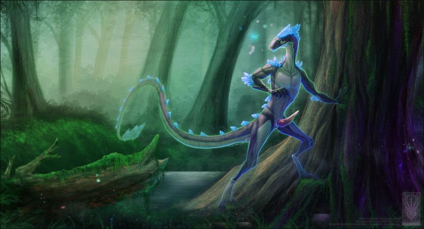 animal_humanoid anthro erection forest forest_background genitals hi_res humanoid lizard lizard_humanoid lizardman male nature nature_background penis plant reptile reptile_humanoid scalie scalie_humanoid scenery solo solo_focus standing tree twilightsaint