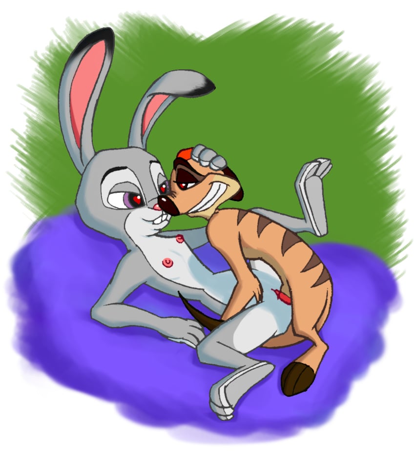 anthro anthro_on_anthro anthro_only anthro_penetrated anthro_penetrating anthro_penetrating_anthro anthropomorphic averyopenmindedone bunny bunny_girl crossover disney flat_chest happy happy_sex judy_hopps male/female male_on_female male_penetrating_female meerkat missionary_position missionary_sex rabbit rabbit_girl romantic romantic_couple romantic_sex tagme the_lion_king timon yiff zootopia