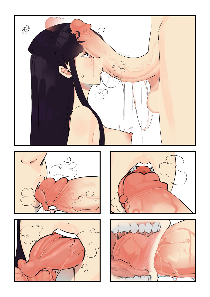 1boy 1girls adore_for adore_nice blush comic faceless_male fellatio huge_cock komi-san_wa_komyushou_desu komi_shouko licking_penis nude oral penis_awe penis_on_face sweat x-ray