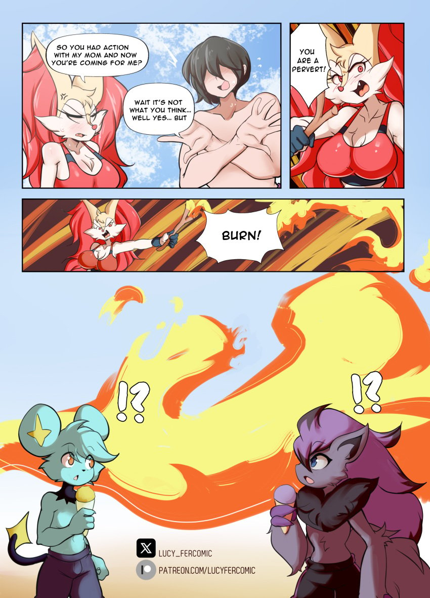 big_breasts braixen bray_(lucyfercomic) breasts comic female lucyfercomic original pokemon pokemon_(species) shinx shiny_zoroark tagme thick_thighs wide_hips zoroark