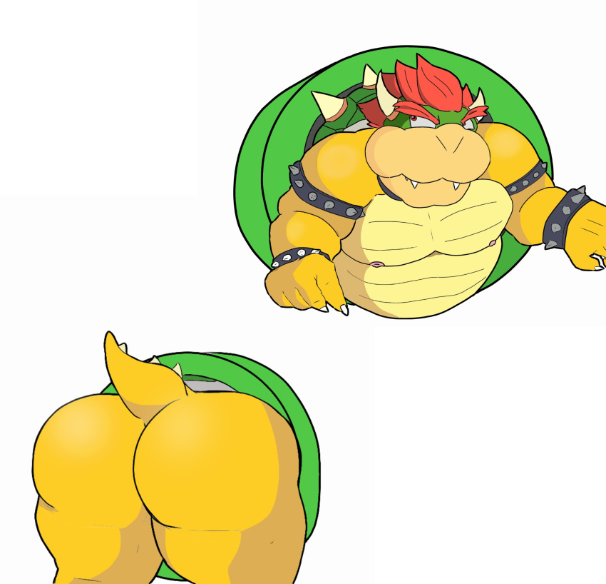 1boy anthro anthro_only ass bara belly big_ass big_butt bowser butt claws gay horn horns huge_ass male male_only mario_(series) nintendo nipples nsfw pipes plain_background red_eyes red_hair sharp_claws sharp_teeth simple_background solo solo_focus solo_male spiked_bracelet spiked_collar spiked_shell spiked_tail spikes spikes_(anatomy) stuck stuck_in_pipe stuck_in_warp_pipe super_mario_bros. tail thick_ass warp_pipe white_background yellow_body yellow_skin