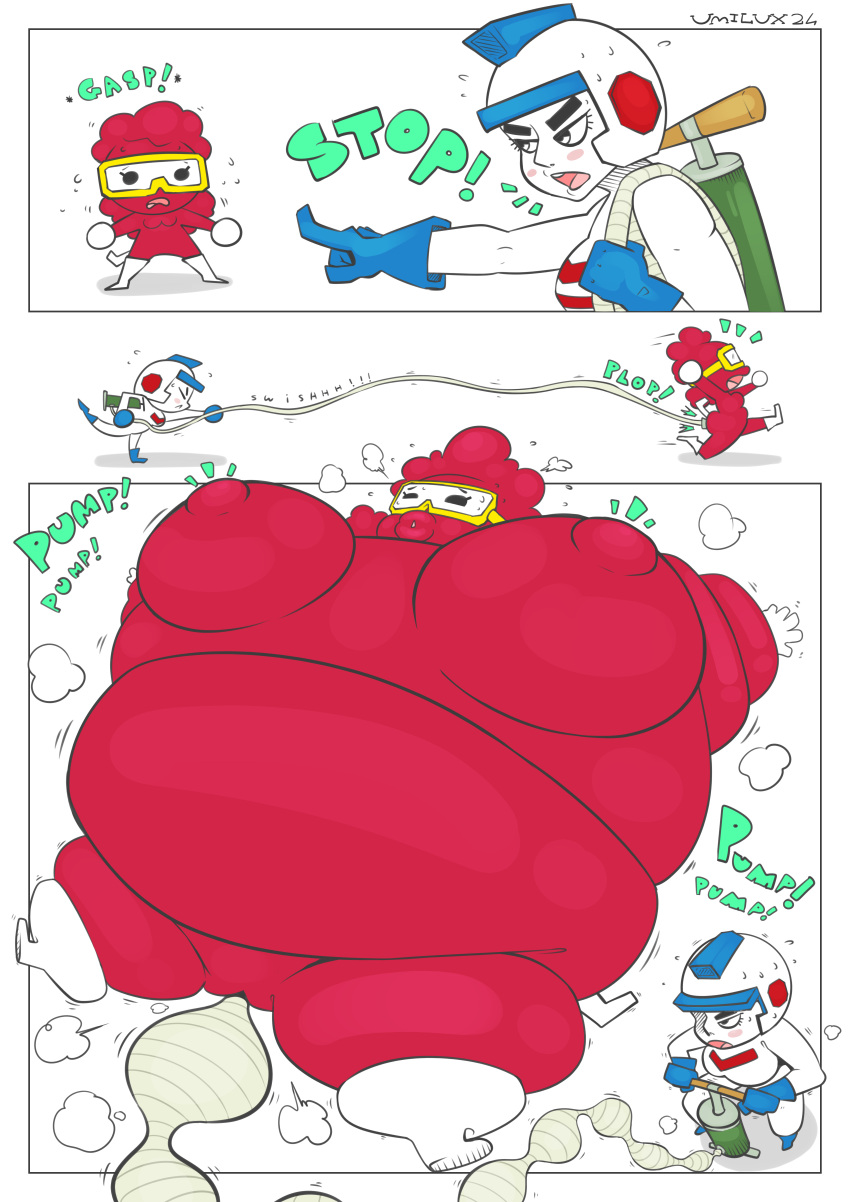 air_inflation belly_expansion belly_inflation blimp dig_dug hose_inflation inflation pooka_(dig_dug) umilux