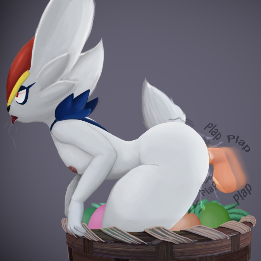 absurd_res anthro anthro_on_human ass basket bent_over big_ass big_butt bodily_fluids cinderace coffeewithdicks container disembodied_penis duo easter easter_egg femboy fur furry gay genital_fluids genitals hi_res holidays humanoid male nintendo penetration penis pokémon_(species) pokemon pokephilia red_eyes saliva saliva_string sex thick_thighs tongue tongue_out video_games white_body white_fur wide_hips yaoi