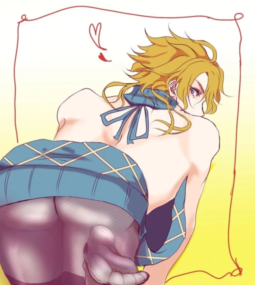 1boy ass back_view diego_brando femboy jojo's_bizarre_adventure male male_only pantyhose solo steel_ball_run virgin_killer_sweater