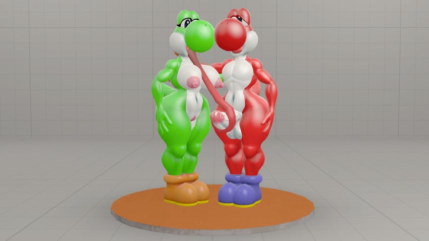 1boy 1girls 3d 3d_(artwork) anthro anthro_only balls big_breasts big_nipples big_nose big_thighs black_eyes blue_shoes breasts brown_shoes dinosaur duo female female/male foreskin green_body green_yoshi half-closed_eyes hand_on_hip licking long_tongue male mario_(series) mouth_open naked naked_footwear naked_with_shoes_on nintendo nipples nude open_mouth penis pussy red_body red_yoshi self_upload sfm shoes tail thick thick_hips thick_thighs tongue tongue_around_penis tongue_out tongue_wrap tonguejob white_balls white_belly white_breasts white_cheeks white_chest white_penis wide_hips yikesandcrip yoshi