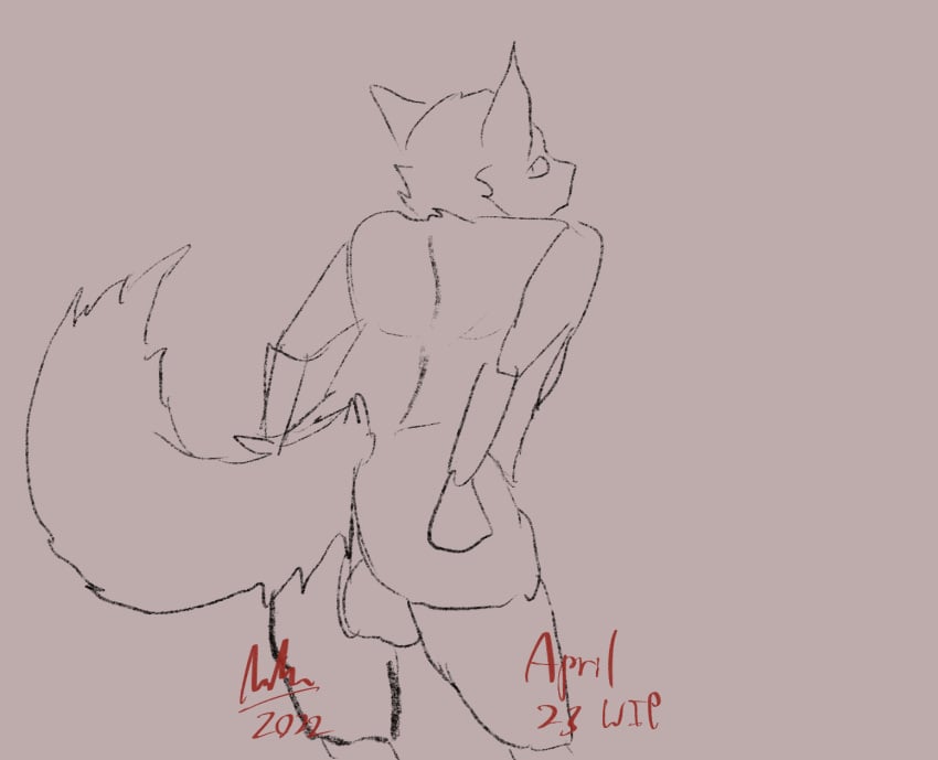 animated anthro ass backsack balls blinking canid canine cute_expression feminine_pose fox genitals girly hi_res looking_at_viewer looking_back male mammal mocha_(artist) raised_tail shaking_butt solo standing tail_motion wave_butt waving_tail