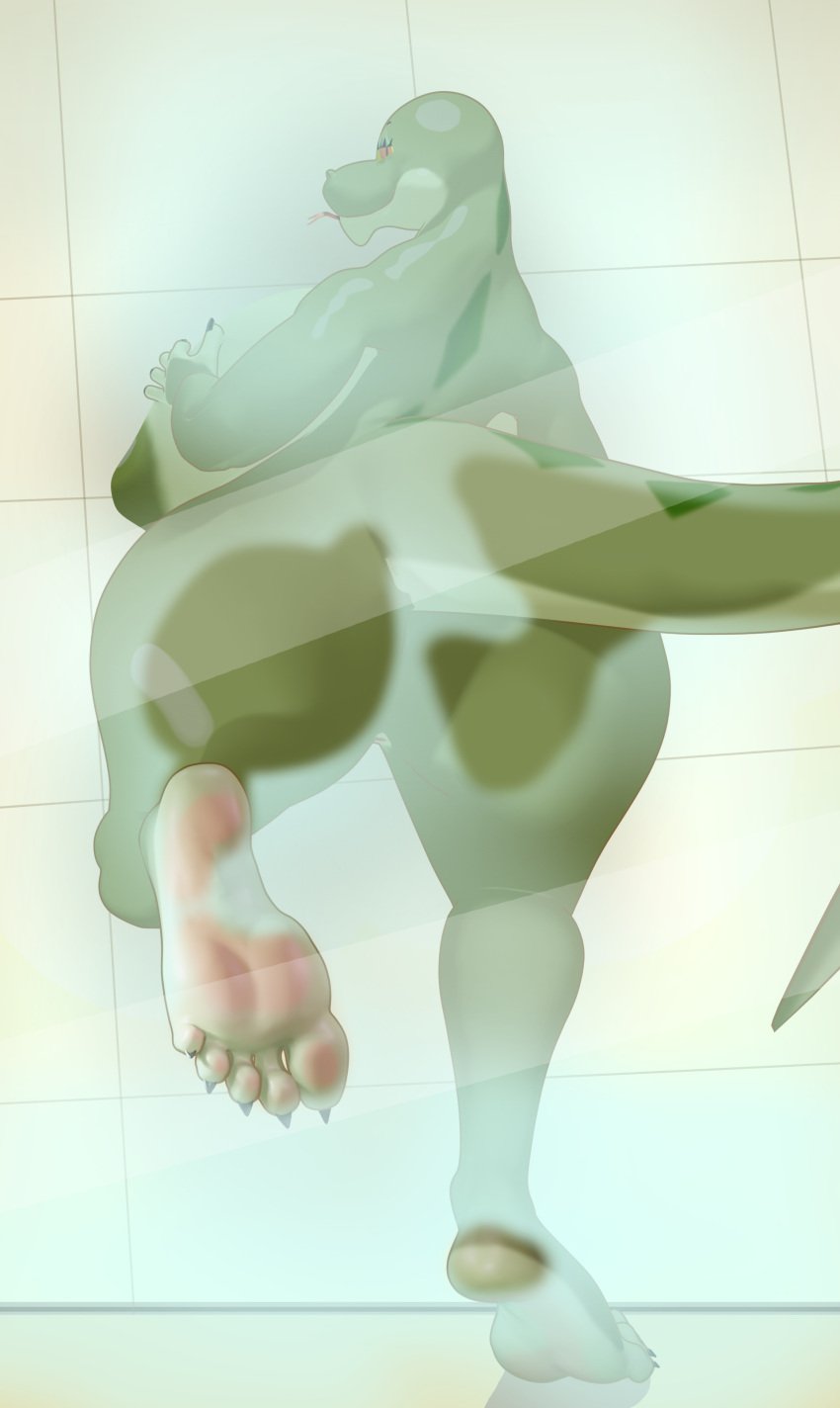 3d_(artwork) 5_fingers 5_toes absurd_res against_glass anaconda anthro areola ass_on_glass big_areola big_breasts big_feet boa_(snake) boinae breasts claws digital_media_(artwork) feet feet_on_glass female fingers fog green_body hi_res i2lsx looking_at_viewer margret_stalizburg markings mother nipples on_glass parent red_sclera reptile scalie showering snake snake_tongue soles solo solo_focus steam_on_glass thick_thighs toe_claws toes