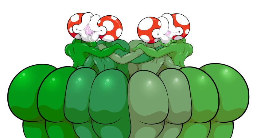 2d 4girls ass big_ass female female_only french_kiss french_kissing kiss kissing mario_(series) multiple_girls nintendo piranha_plant plant_girl plantie saliva thegeckoninja tongue tongue_kiss tongue_kissing tongue_out white_background yuri