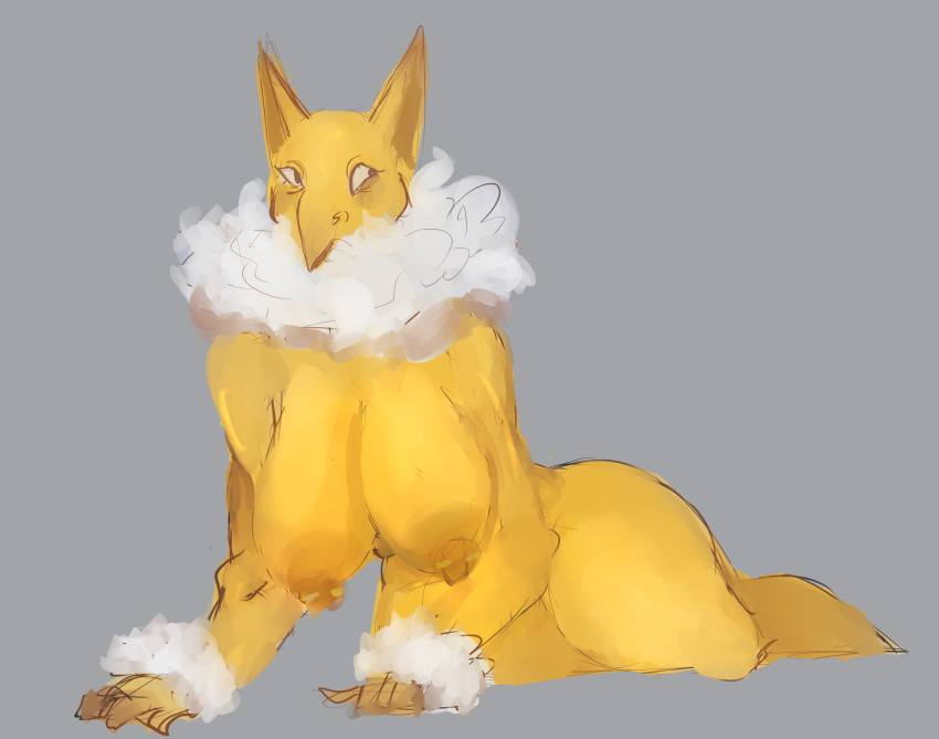 anthro anthrofied big_breasts breasts female female_hypno fur furry furry_only hypno large_breasts nintendo nipples pokemon pokemon_(species) sagging_breasts solo solo_female thick_thighs white_fur wide_hips yellow_fur