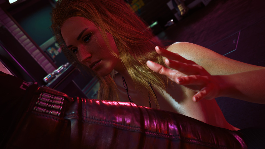 3d alt_cunningham astromons cyberpunk_2077 exhibitionism female johnny_silverhand male naked nude nude_female pale-skinned_female